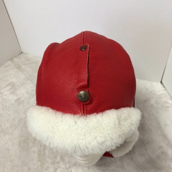 Fourrures Audet Red Aviator Flyers Winter Hat Unisex Size Small - Picture 5 of 9